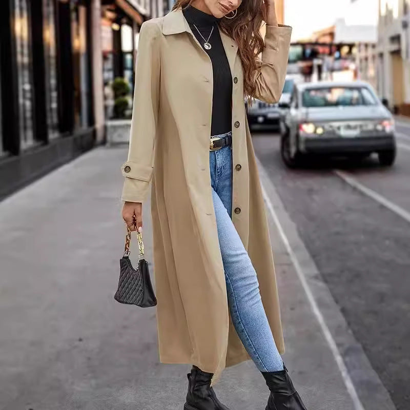 Gentle Button Long Trench Coat