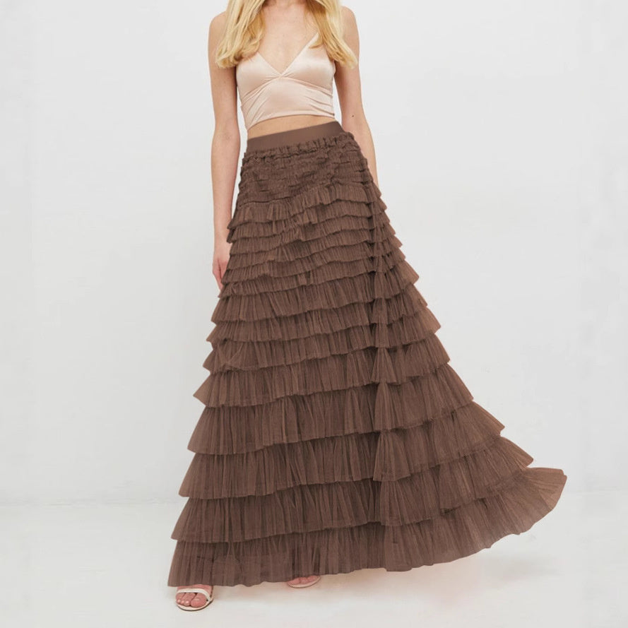 Layered Ruffle A-Line Skirt