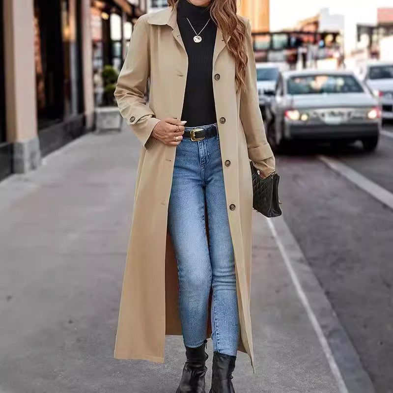 Gentle Button Long Trench Coat