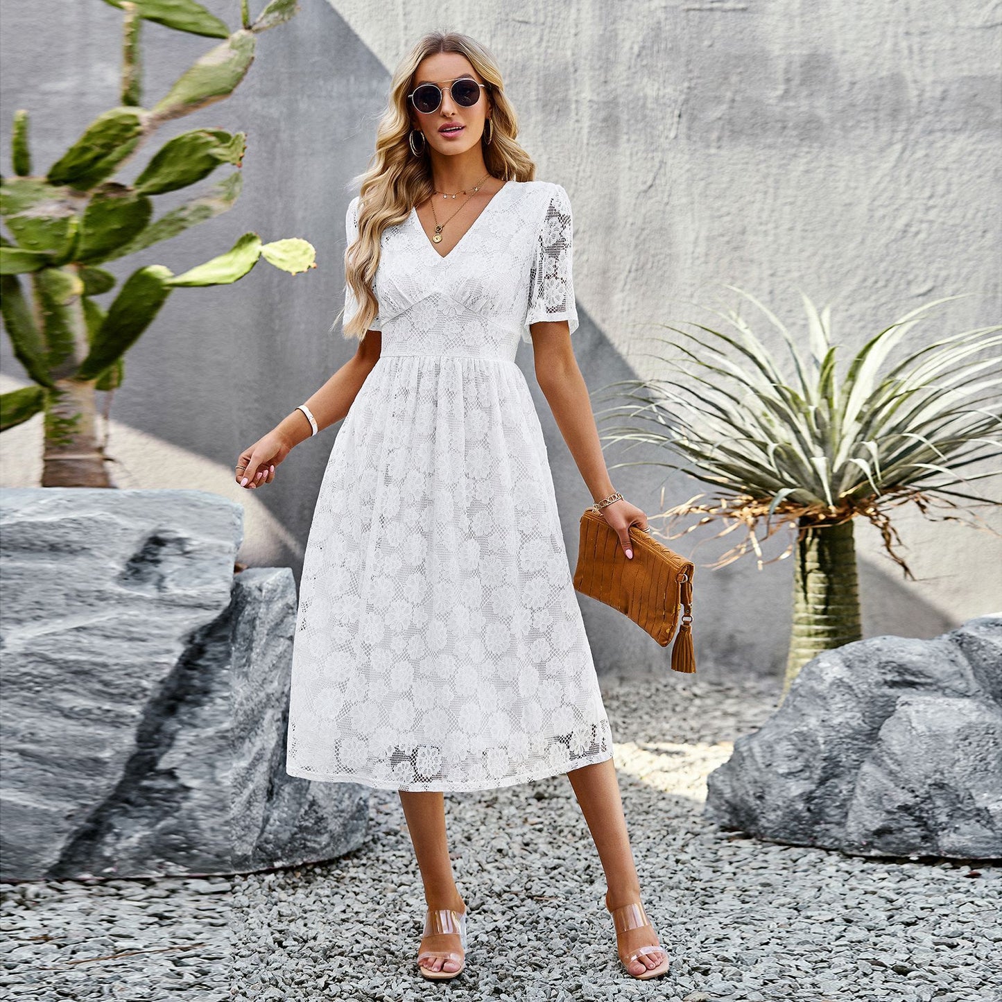 V-Neck Lace Summer Dress