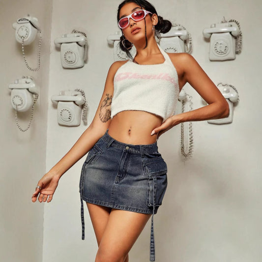 Cargo Pocket Denim Skirt